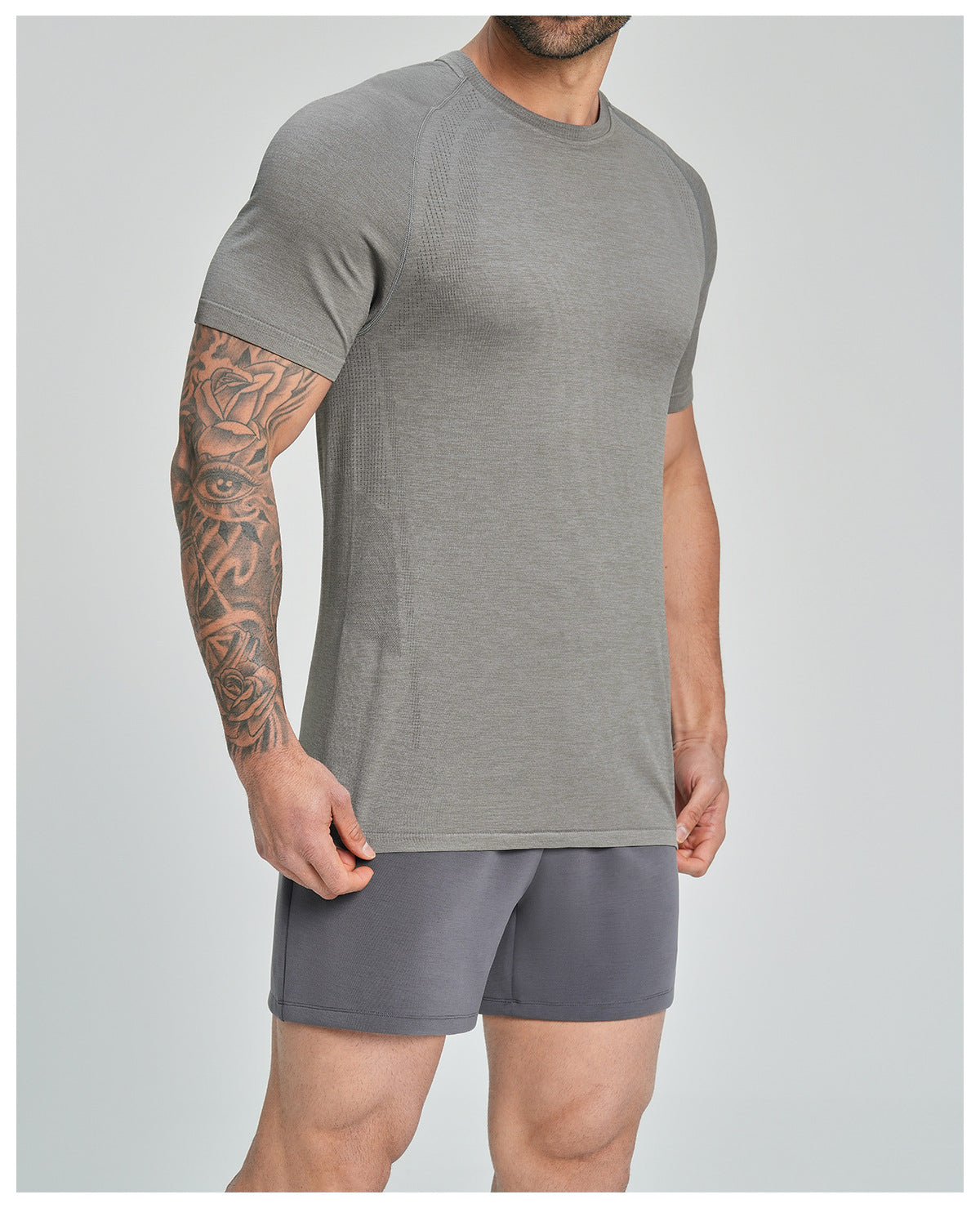 Men's Seamless Quick Dry Short Sleeve Training Shirt-thumbmail-32