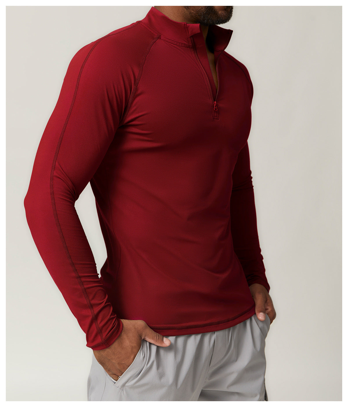 Men's 1/4 Zip Long Sleeve Quick Dry Performance Shirt-thumbmail-35
