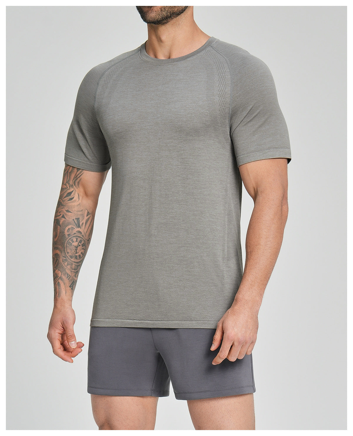 Men's Seamless Quick Dry Short Sleeve Training Shirt-thumbmail-33