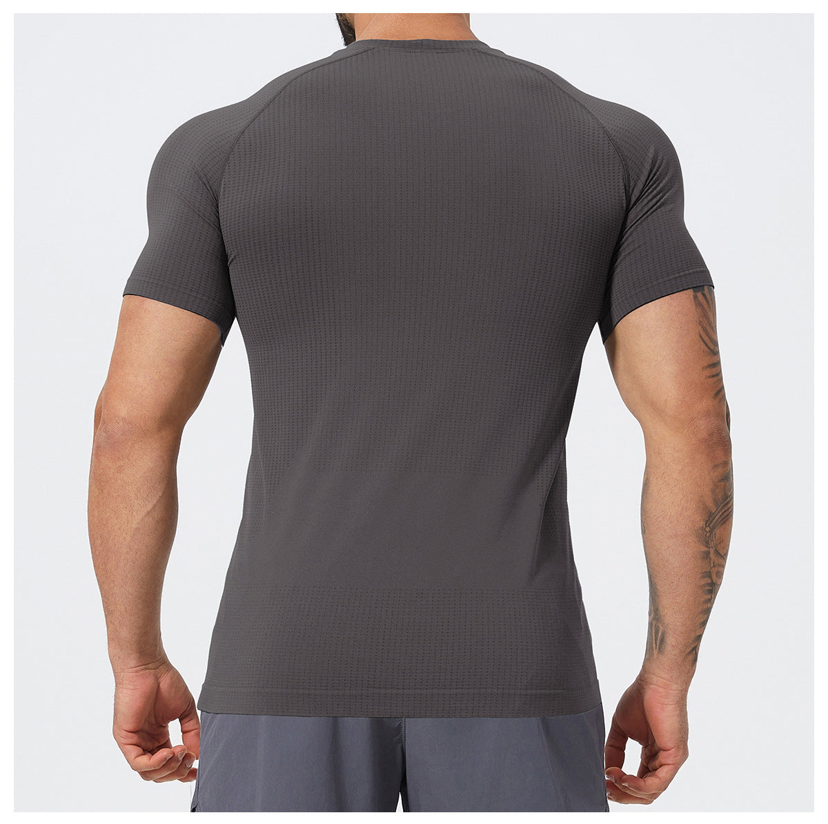 Men's Seamless Short Sleeve Muscle Fit Workout T-Shirt-thumbmail-36