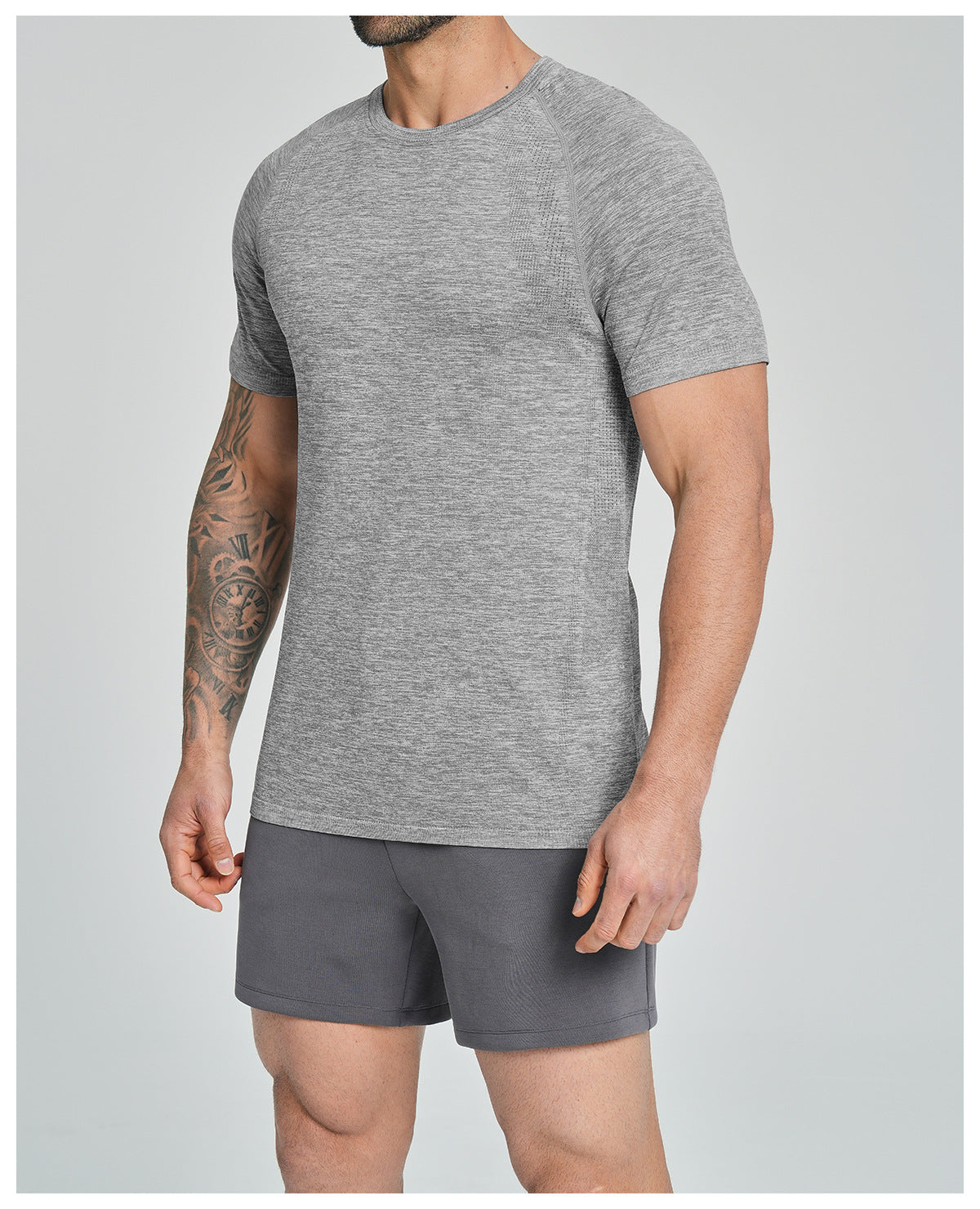 Men's Seamless Quick Dry Short Sleeve Training Shirt-thumbmail-36