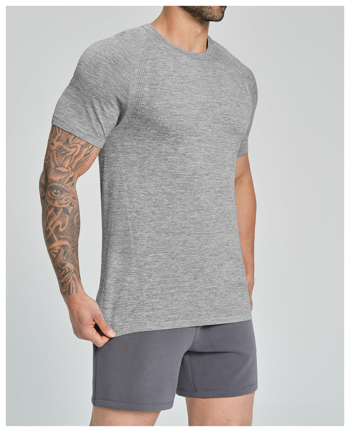 Men's Seamless Quick Dry Short Sleeve Training Shirt-thumbmail-37