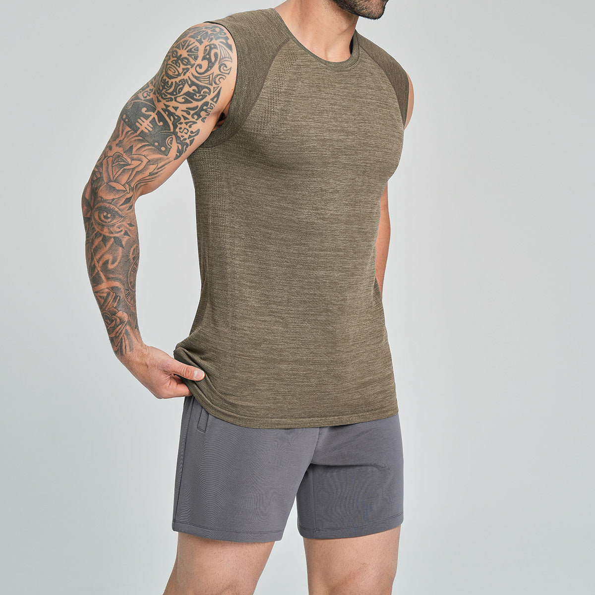 Men's Seamless Sleeveless Quick Dry Workout Tank-thumbmail-2