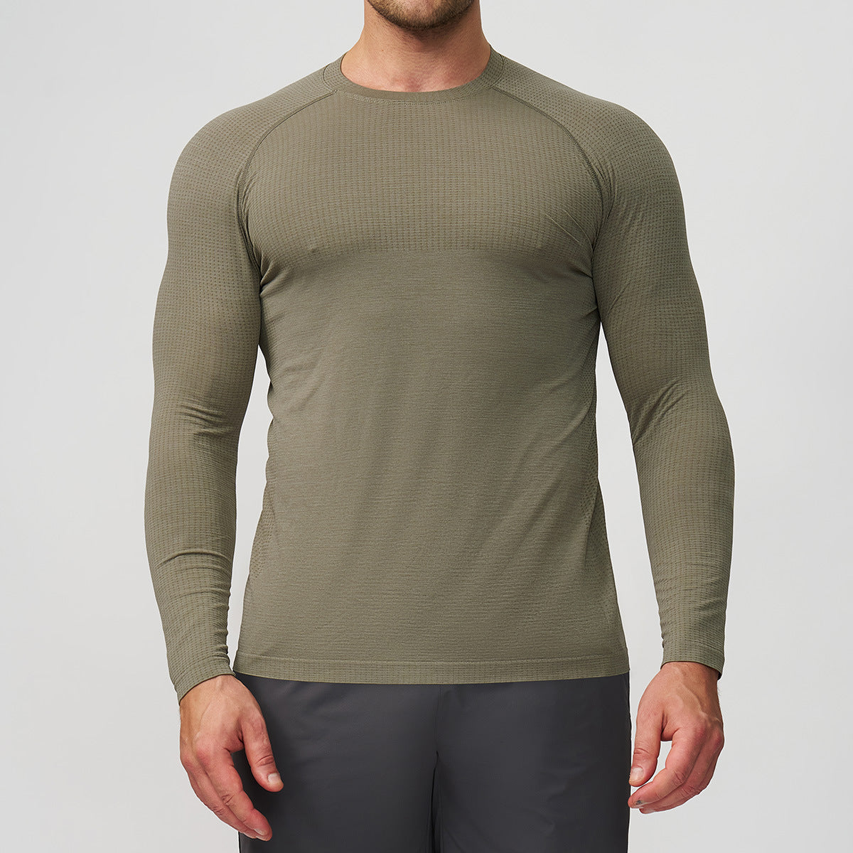 Men's Seamless Quick Dry Long Sleeve Training Shirt-thumbmail-4