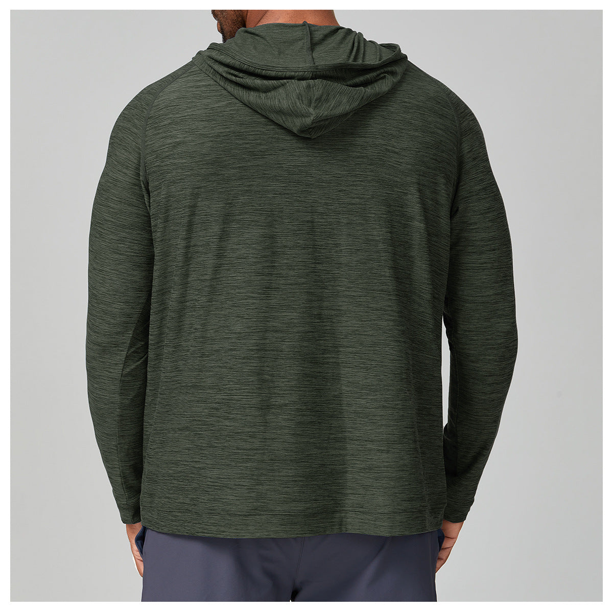 Men's Quarter Zip Hooded Long Sleeve Performance Shirt-thumbmail-15