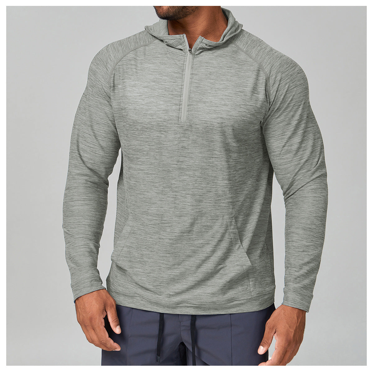 Men's Quarter Zip Hooded Long Sleeve Performance Shirt-thumbmail-27
