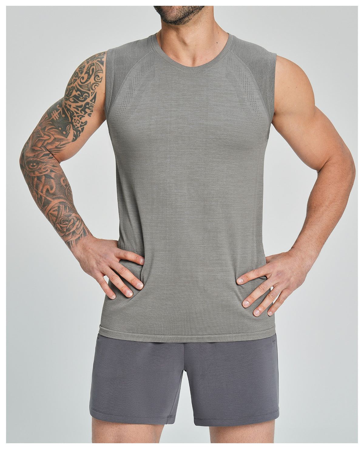Men's Seamless Sleeveless Quick Dry Workout Tank-thumbmail-33