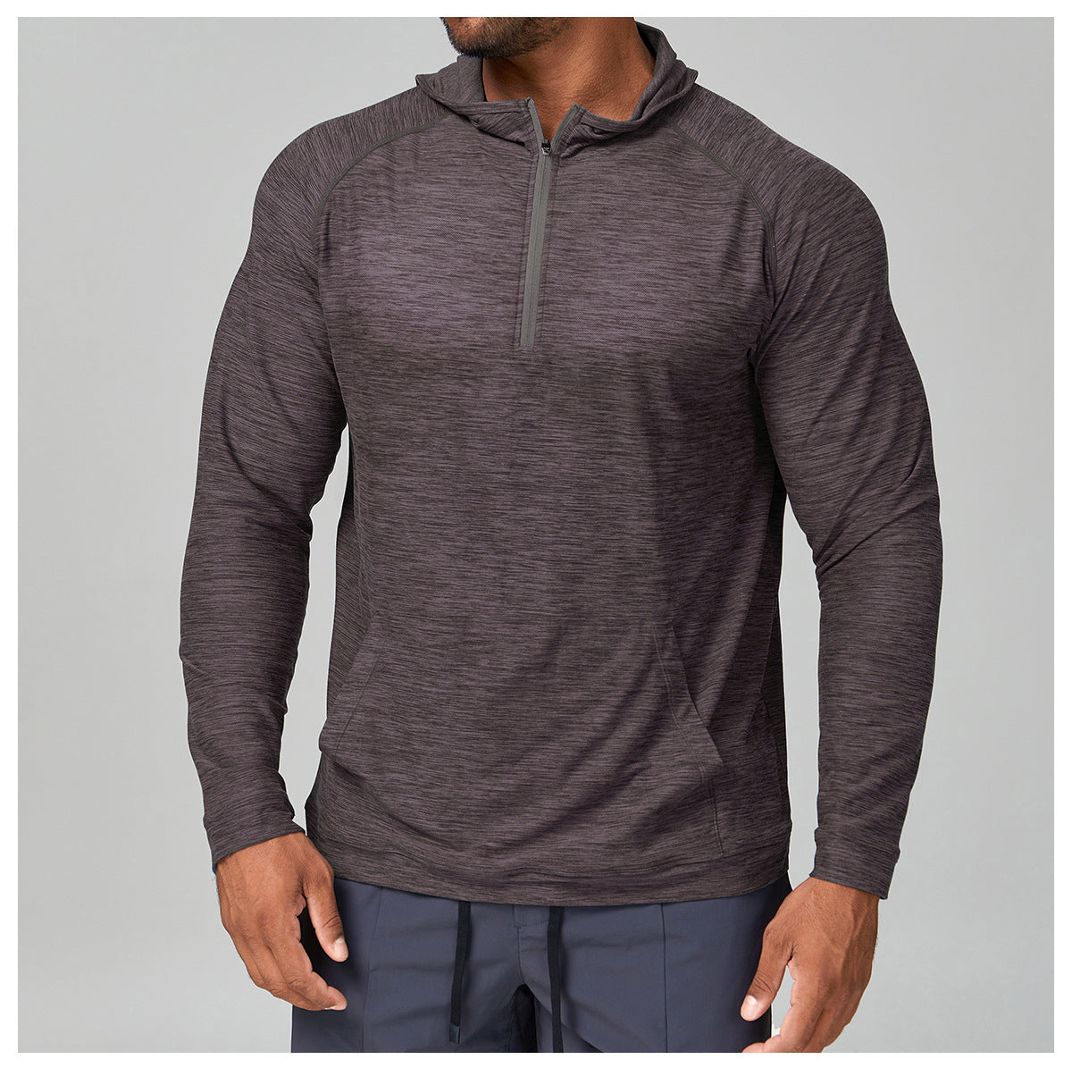 Men's Quarter Zip Hooded Long Sleeve Performance Shirt-thumbmail-31