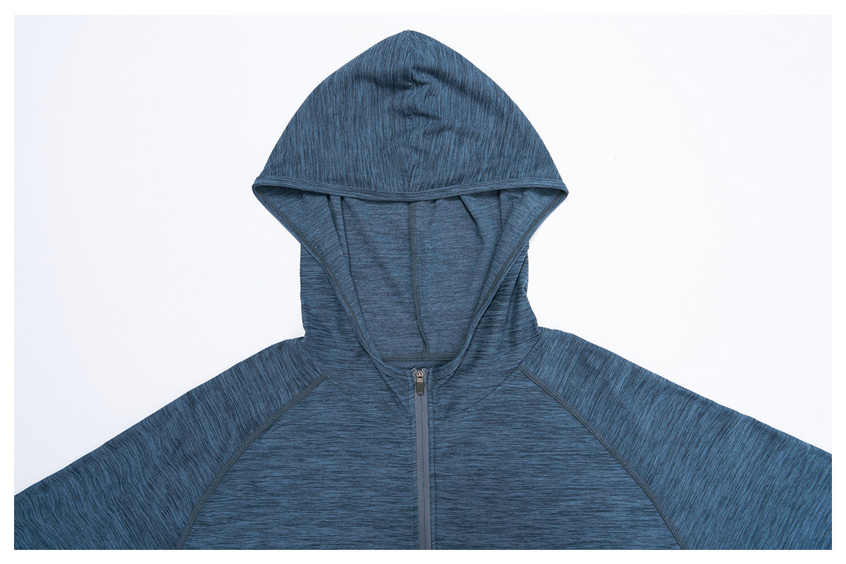 Men's Quarter Zip Hooded Long Sleeve Performance Shirt-thumbmail-34