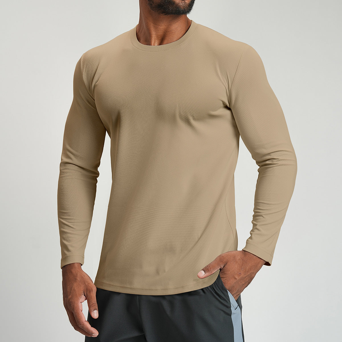 Men's Long Sleeve Breathable Athletic Shirt-thumbmail-2
