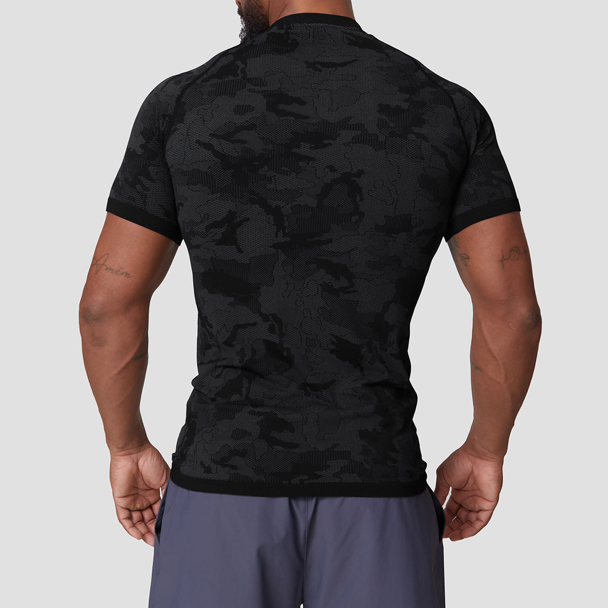 Men's Jacquard Seamless Short Sleeve Training Top-thumbmail-10