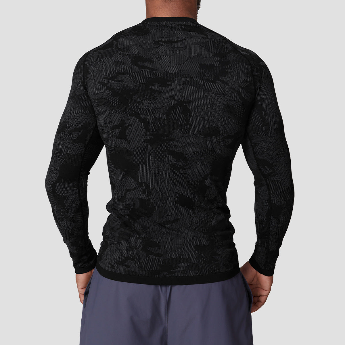 Men's Jacquard Seamless Long Sleeve Training Top-thumbmail-5