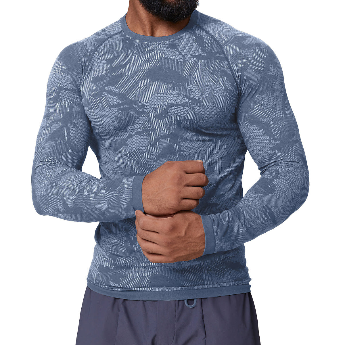 Men's Jacquard Seamless Long Sleeve Training Top-thumbmail-7