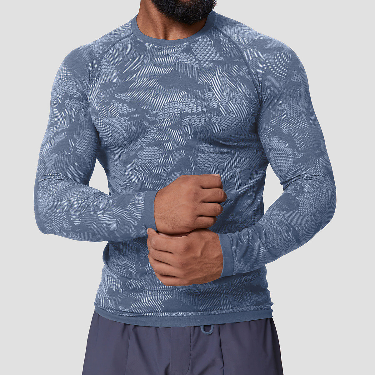 Men's Jacquard Seamless Long Sleeve Training Top-thumbmail-9