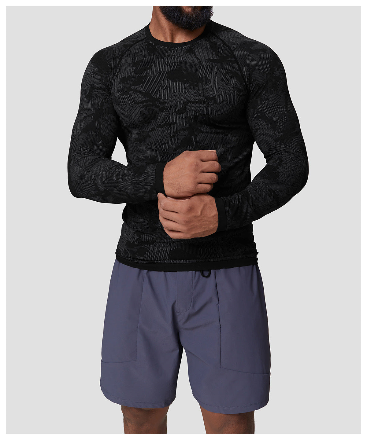 Men's Jacquard Seamless Long Sleeve Training Top-thumbmail-10