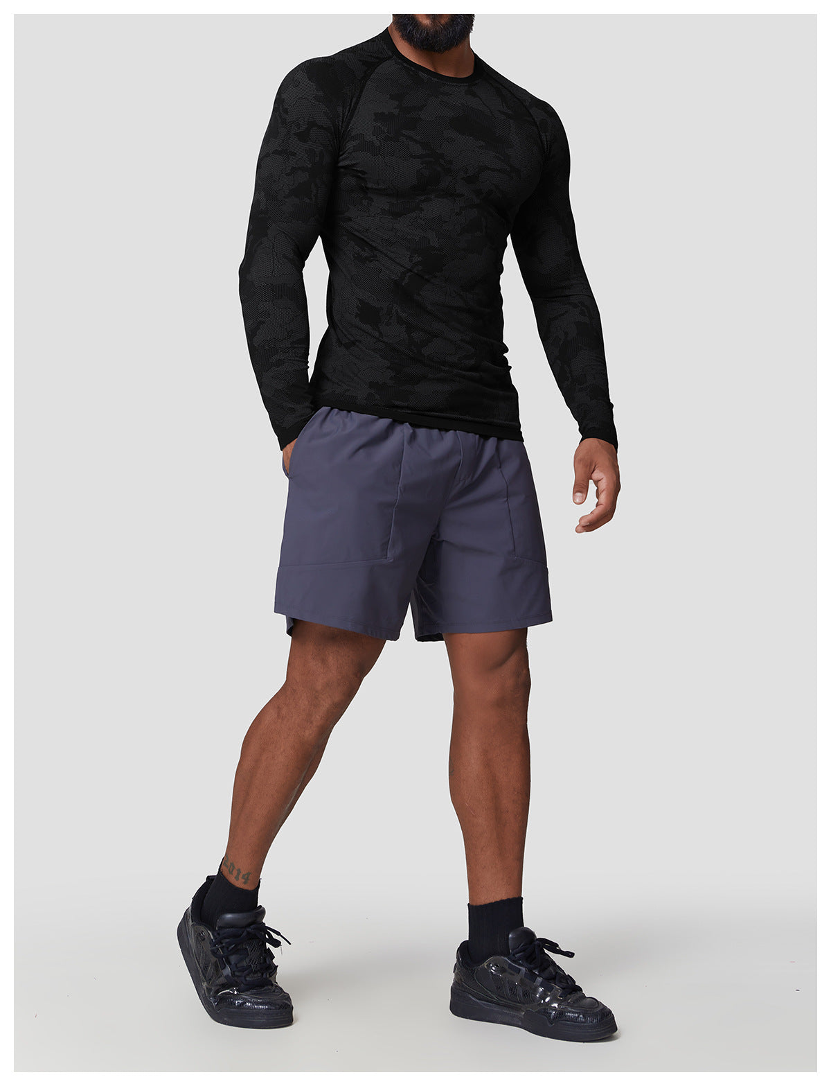Men's Jacquard Seamless Long Sleeve Training Top-thumbmail-11