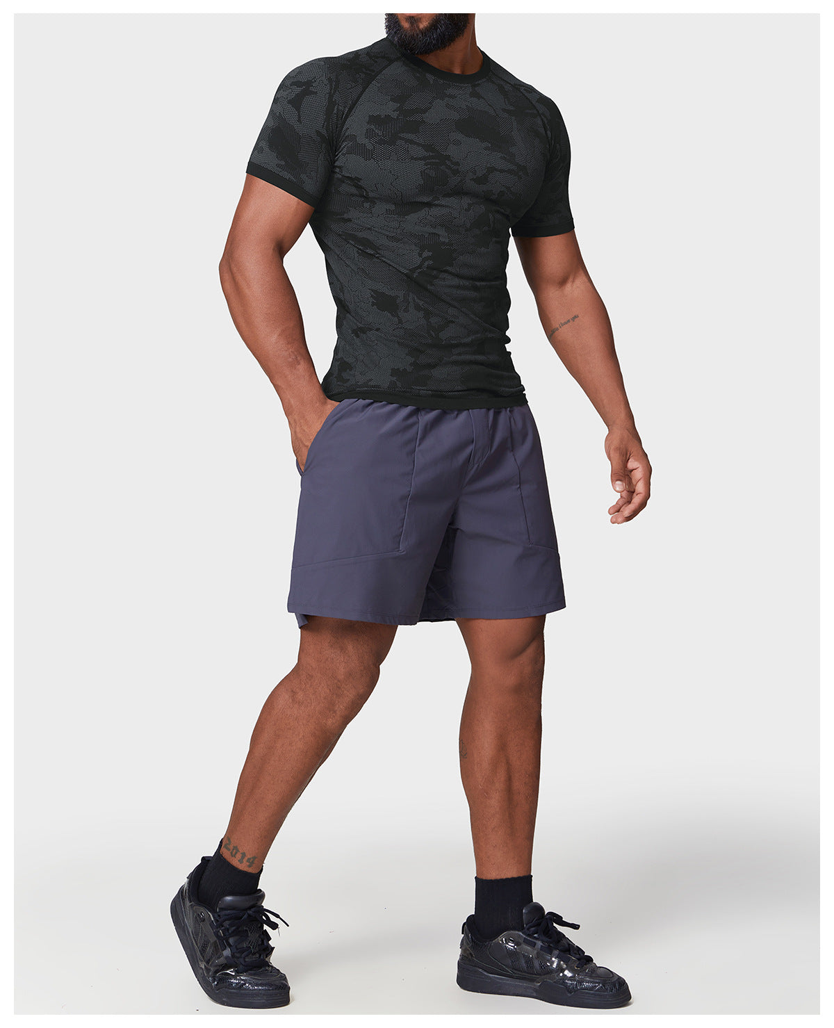Men's Jacquard Seamless Short Sleeve Training Top-thumbmail-15