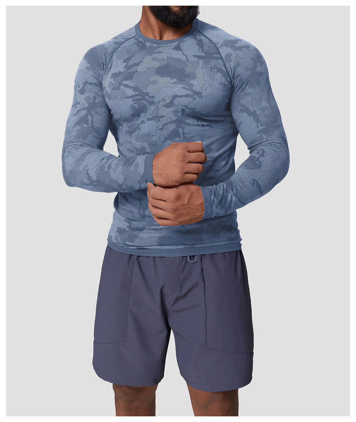 Men's Jacquard Seamless Long Sleeve Training Top-thumbmail-15