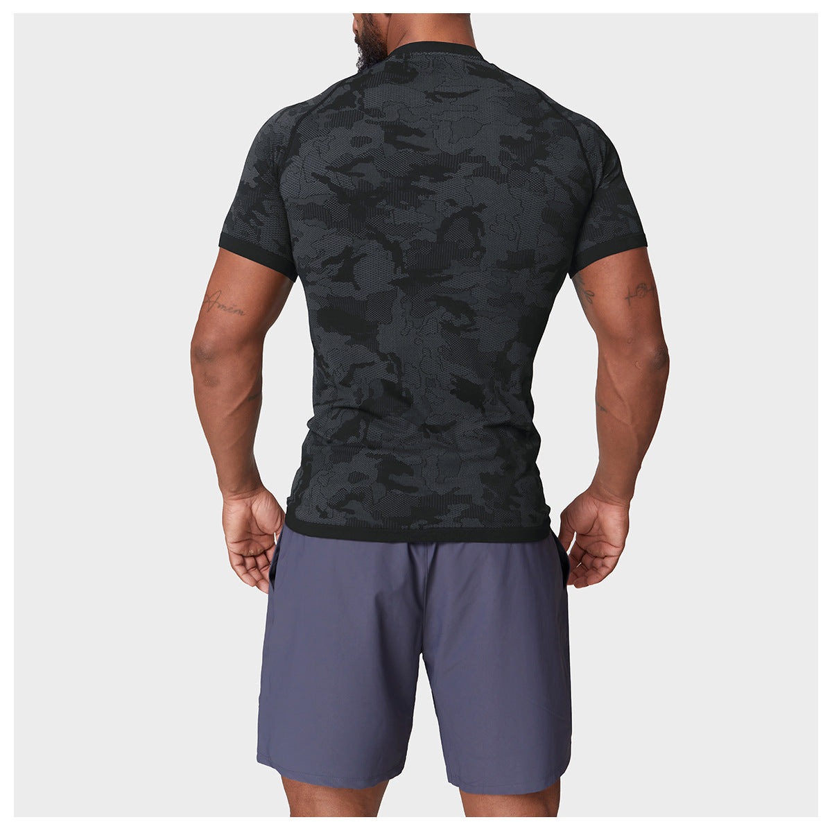 Men's Jacquard Seamless Short Sleeve Training Top-thumbmail-17