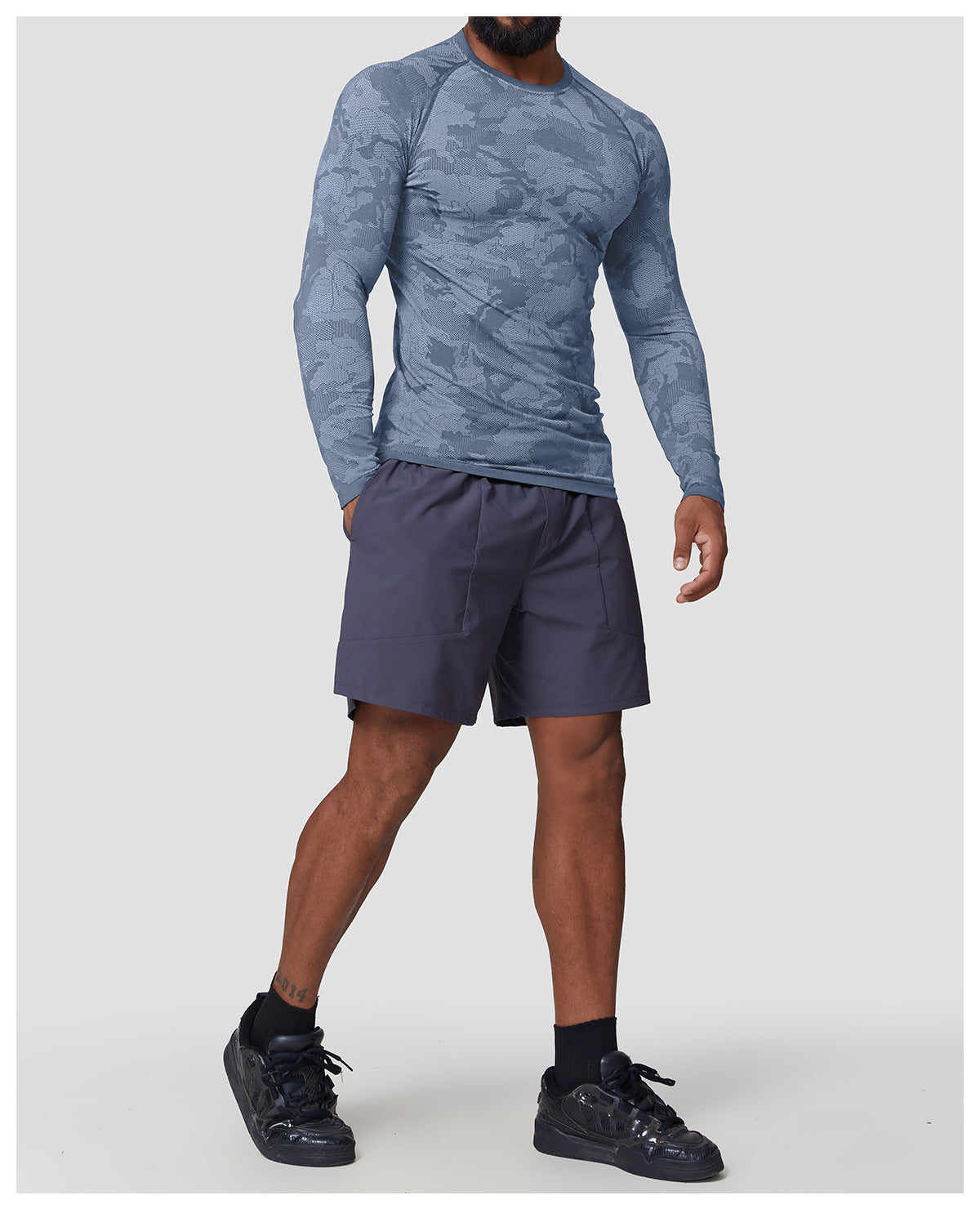 Men's Jacquard Seamless Long Sleeve Training Top-thumbmail-16
