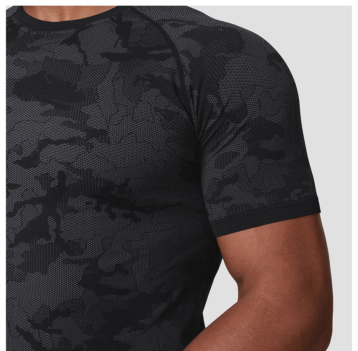 Men's Jacquard Seamless Short Sleeve Training Top-thumbmail-18