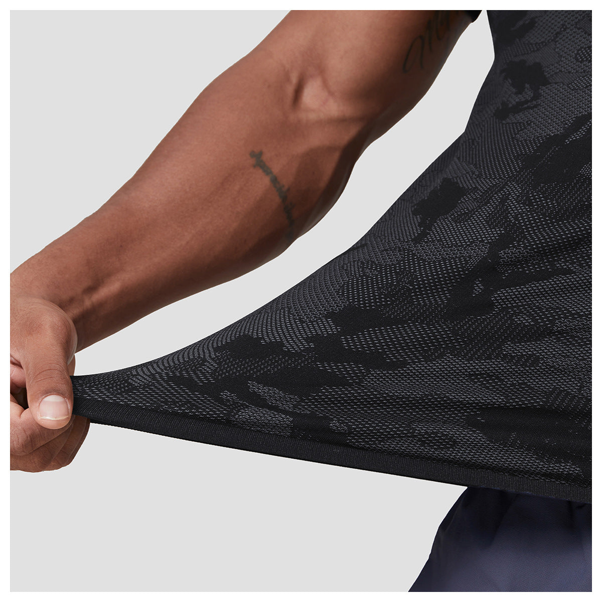 Men's Jacquard Seamless Short Sleeve Training Top-thumbmail-19