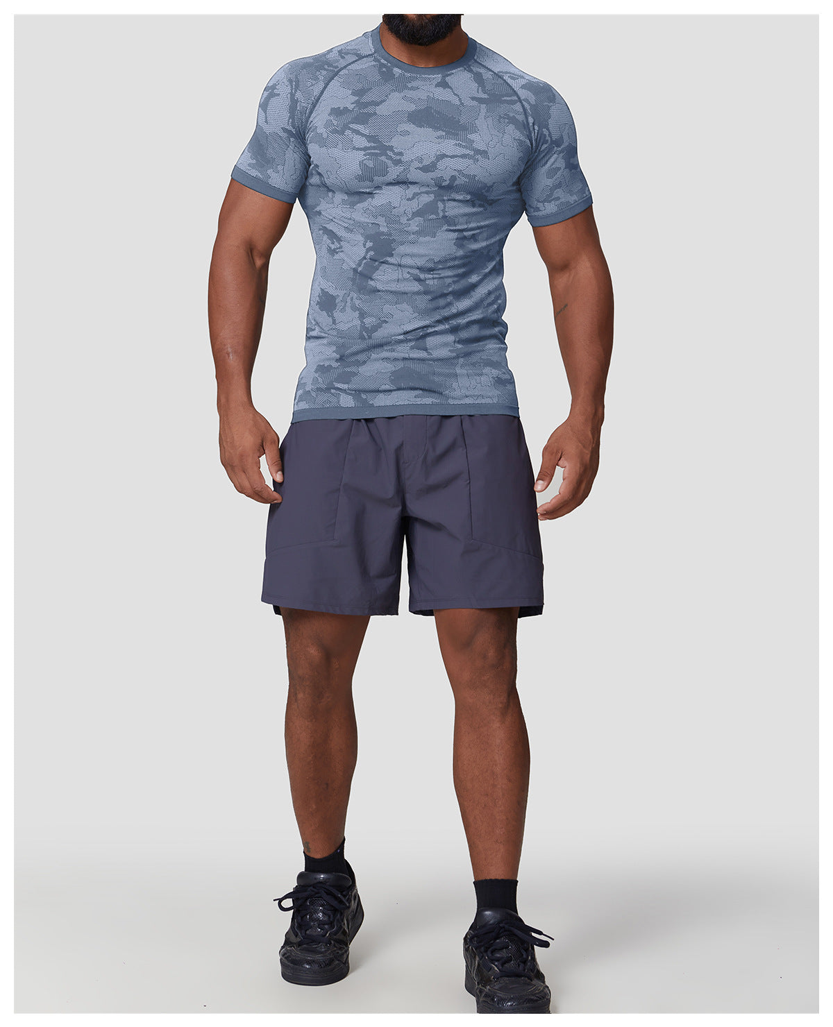 Men's Jacquard Seamless Short Sleeve Training Top-thumbmail-6