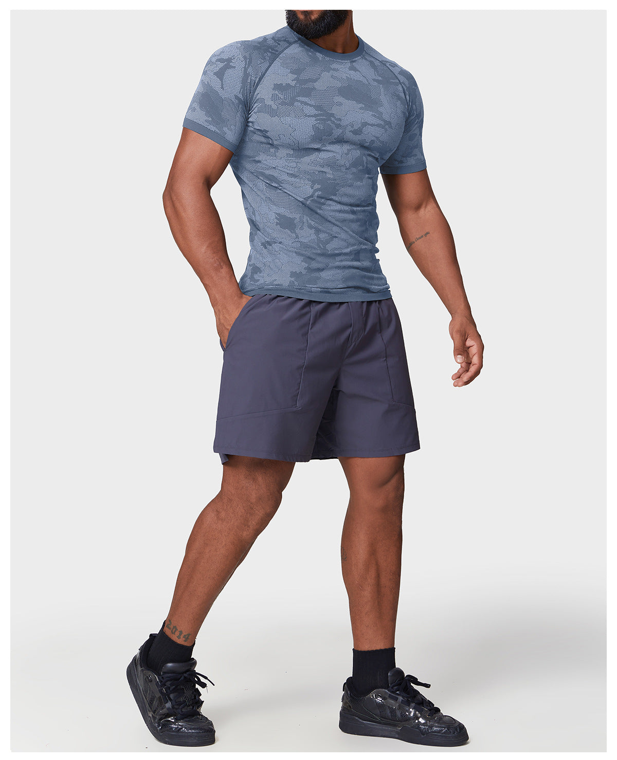 Men's Jacquard Seamless Short Sleeve Training Top-thumbmail-7