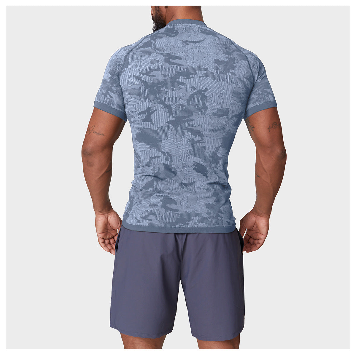 Men's Jacquard Seamless Short Sleeve Training Top-thumbmail-4