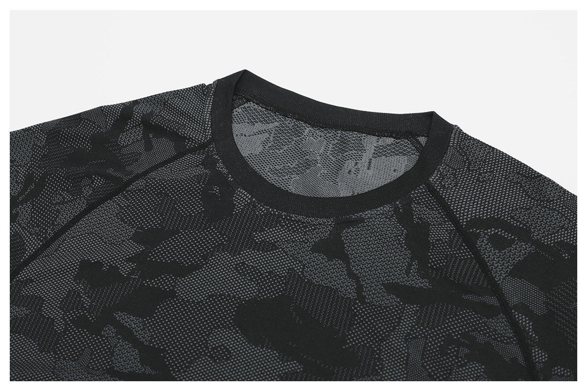 Men's Jacquard Seamless Short Sleeve Training Top-thumbmail-21