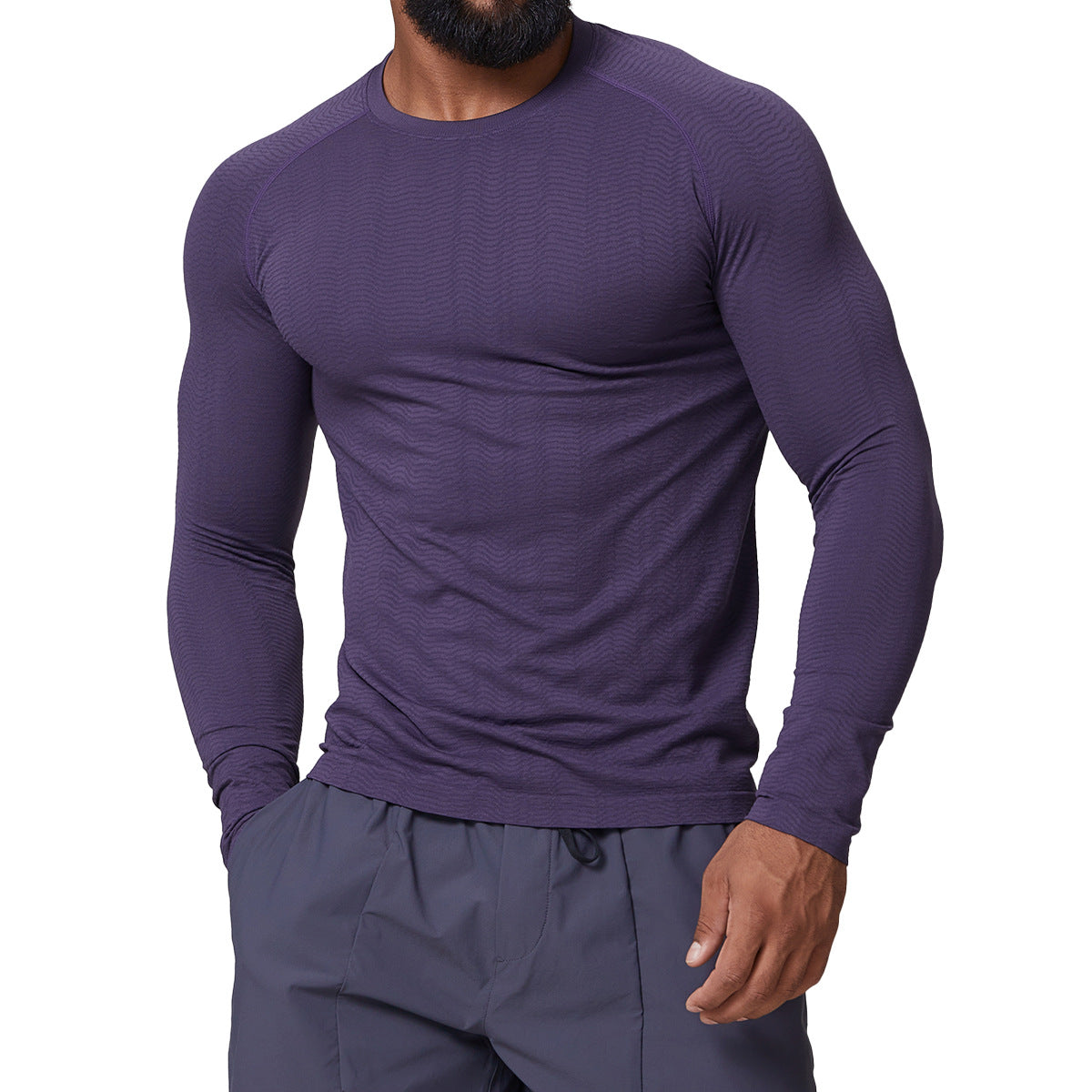 Men's Seamless Jacquard Long Sleeve Performance Shirt-thumbmail-6