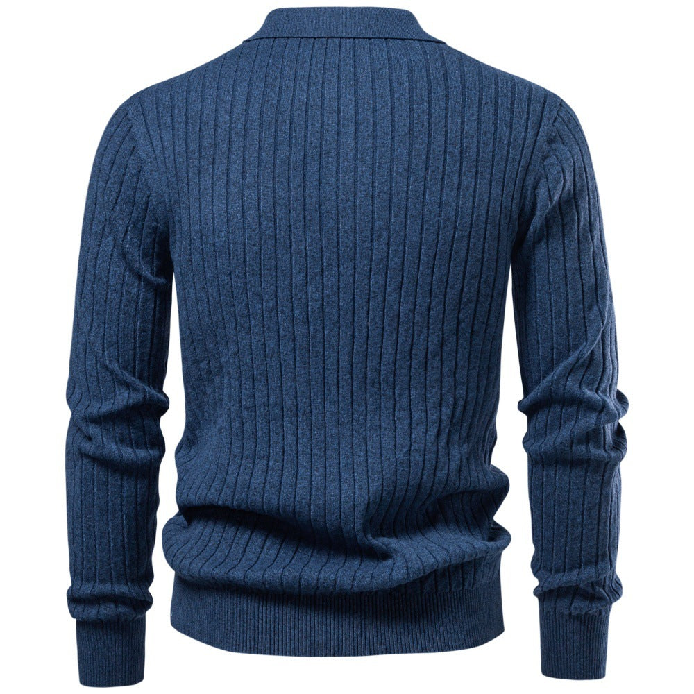 Men's Soft Cable Knit Polo Sweater-thumbmail-14