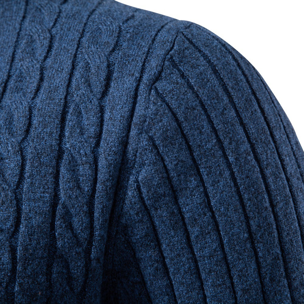 Men's Soft Cable Knit Polo Sweater-thumbmail-16