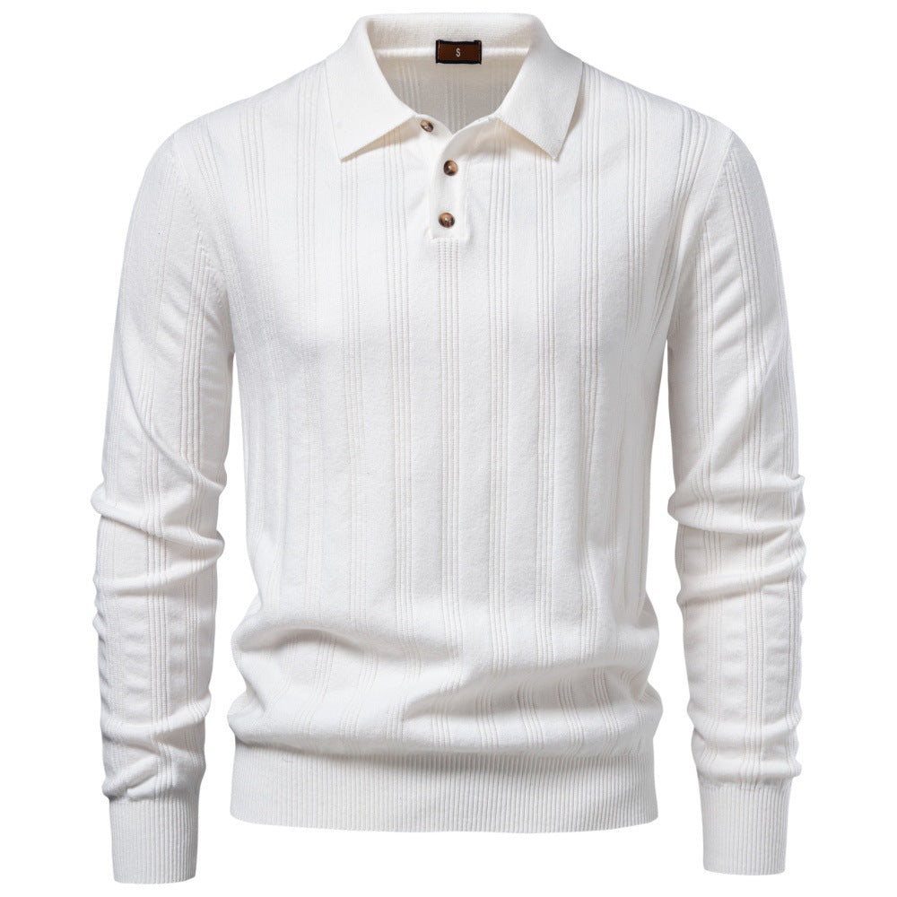 Men's Ribbed Knit Long Sleeve Polo Sweater-thumbmail-16