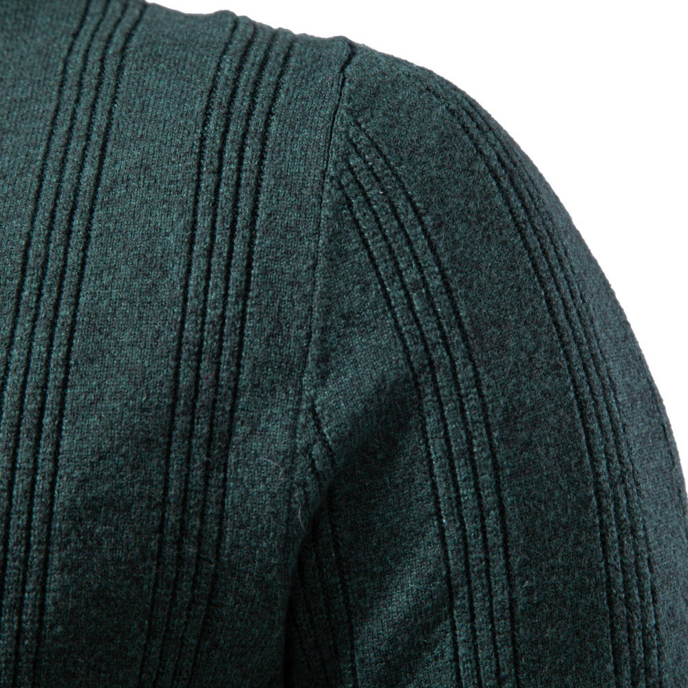 Men's Ribbed Knit Long Sleeve Polo Sweater-thumbmail-24