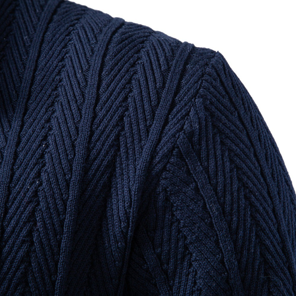 Men's Textured Knit Button Cardigan-thumbmail-2