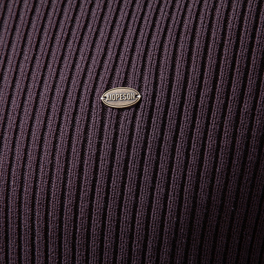 Men's Ribbed Knit Quarter Zip Sweater-thumbmail-2