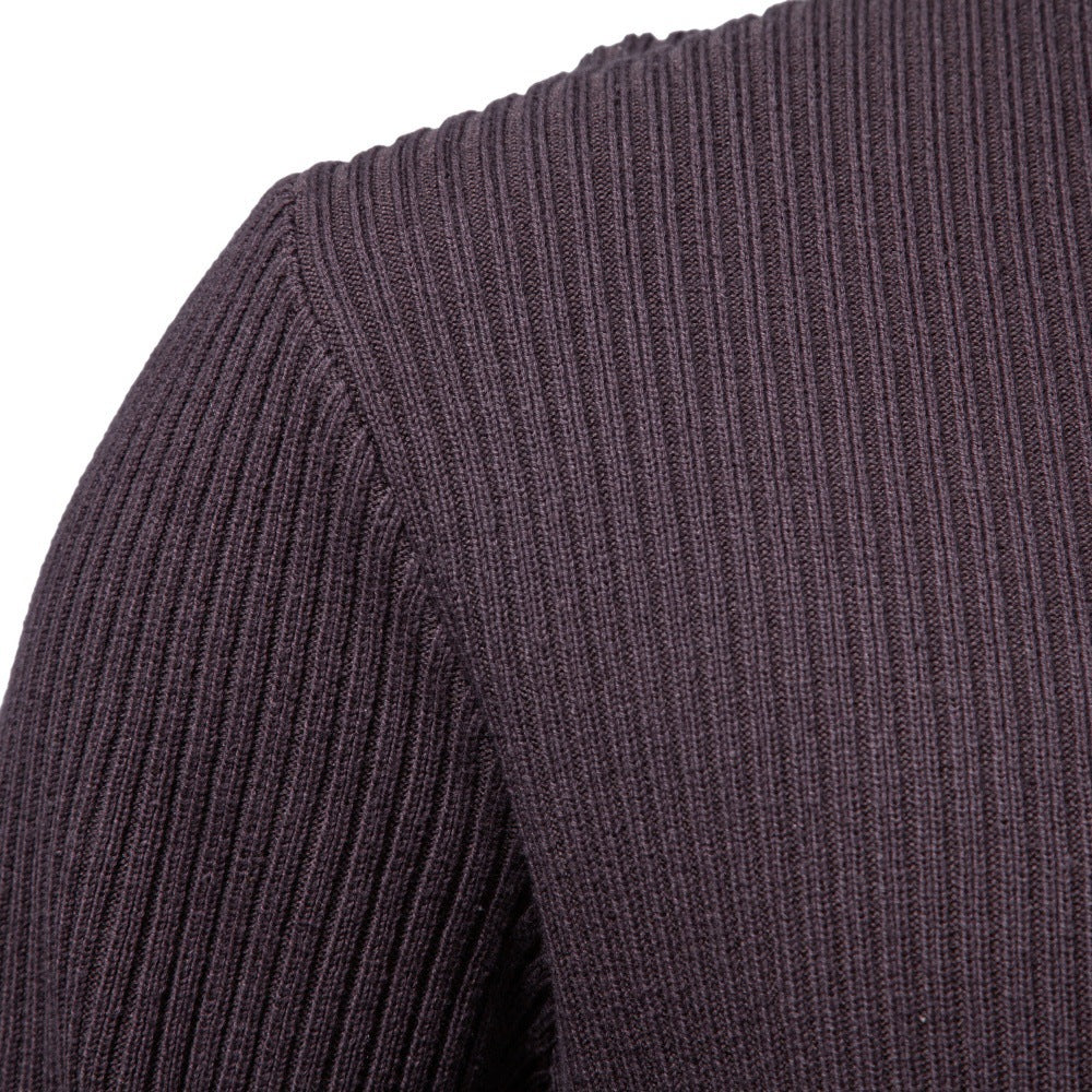 Men's Ribbed Knit Quarter Zip Sweater-thumbmail-3