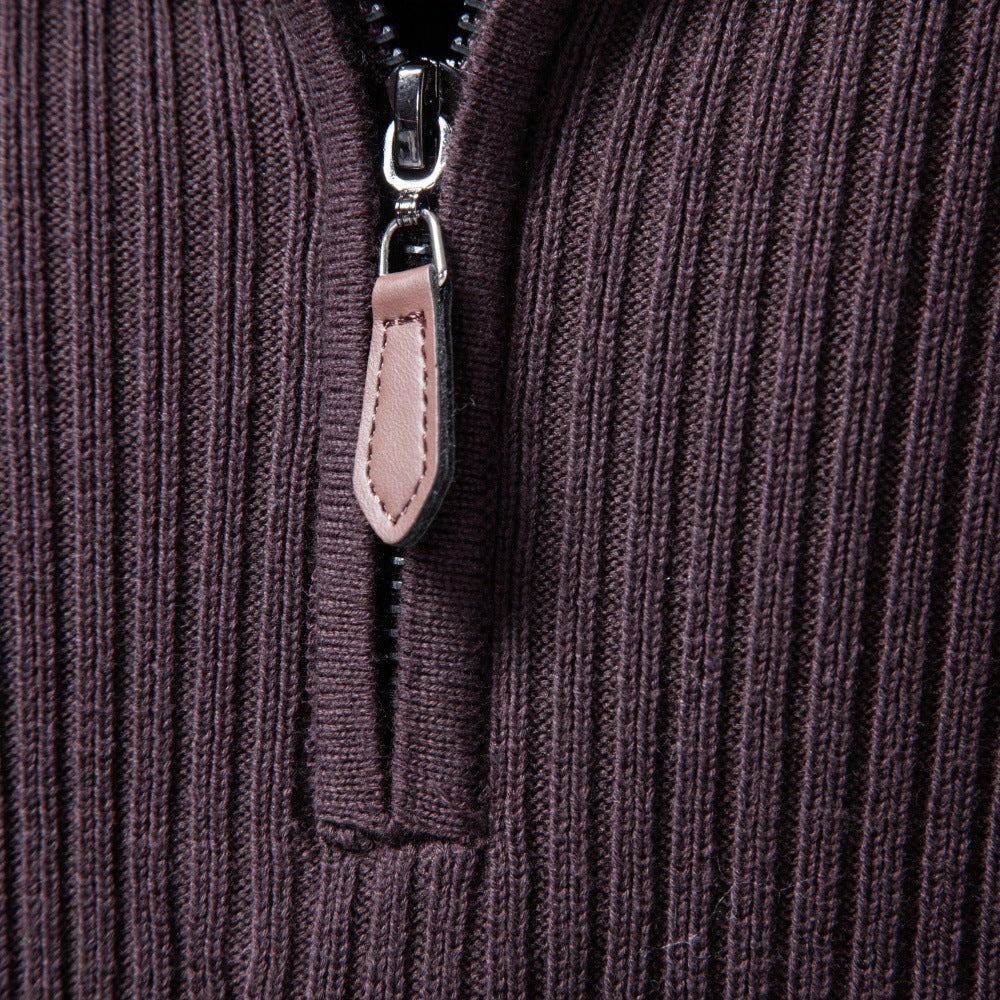 Men's Ribbed Knit Quarter Zip Sweater-thumbmail-4