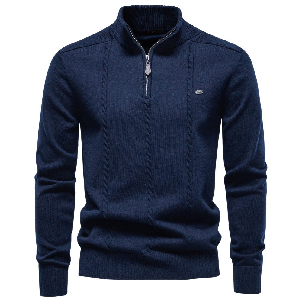 Men's Cotton Cable Knit Quarter Zip Sweater-thumbmail-6