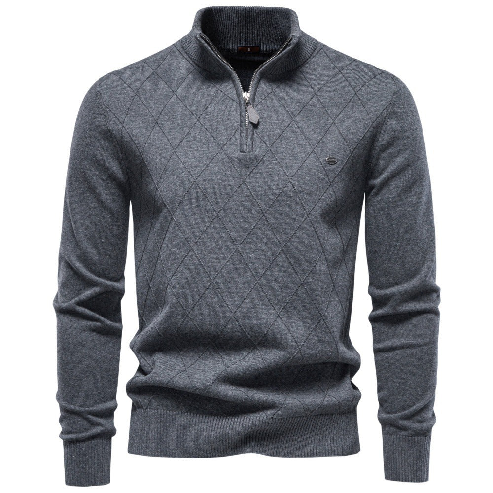 Men's Diamond Knit Quarter Zip Sweater-thumbmail-7