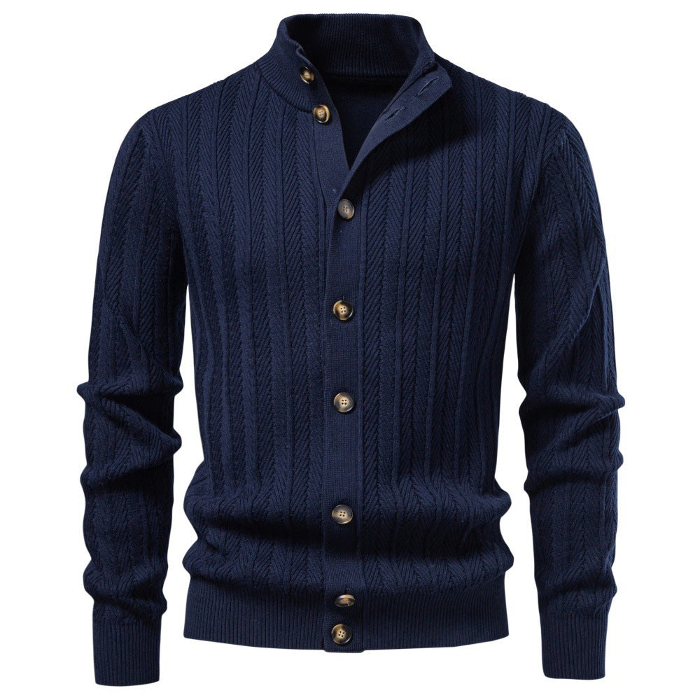 Men's Textured Knit Button Cardigan-thumbmail-7