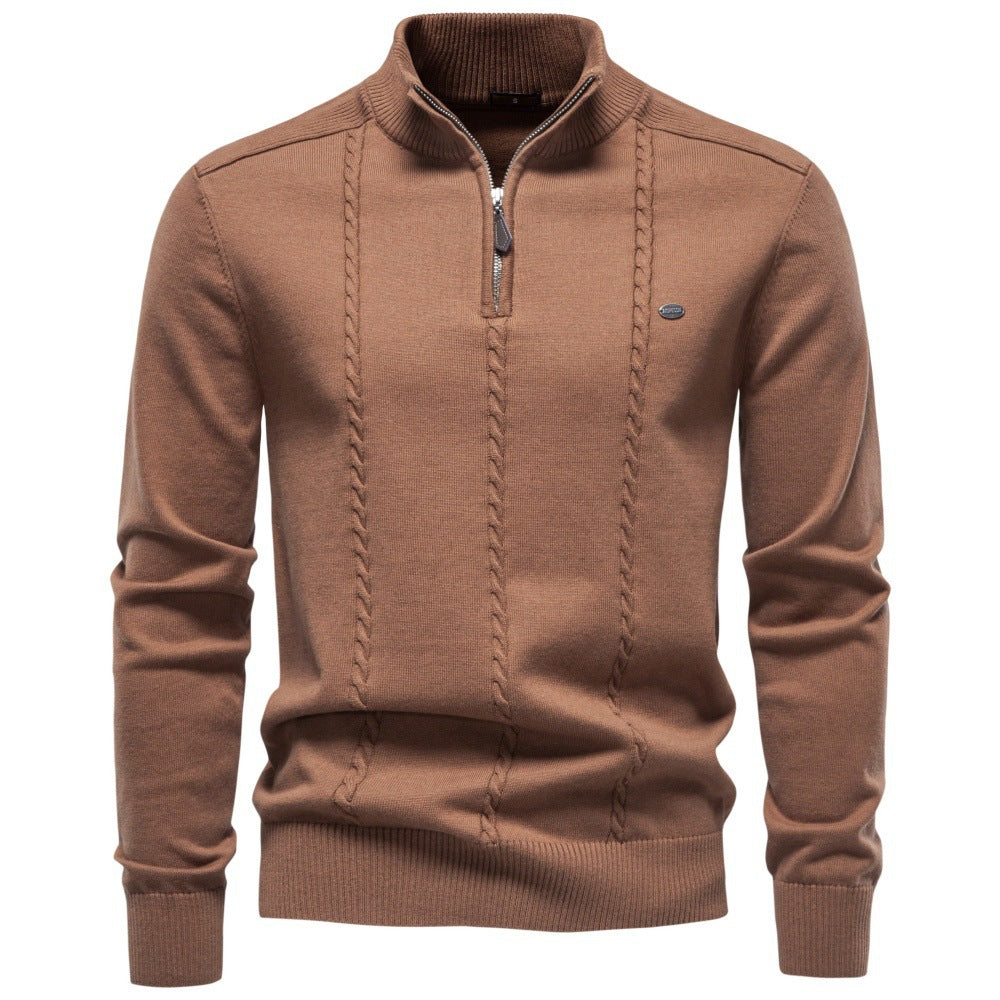 Men's Cotton Cable Knit Quarter Zip Sweater-thumbmail-7