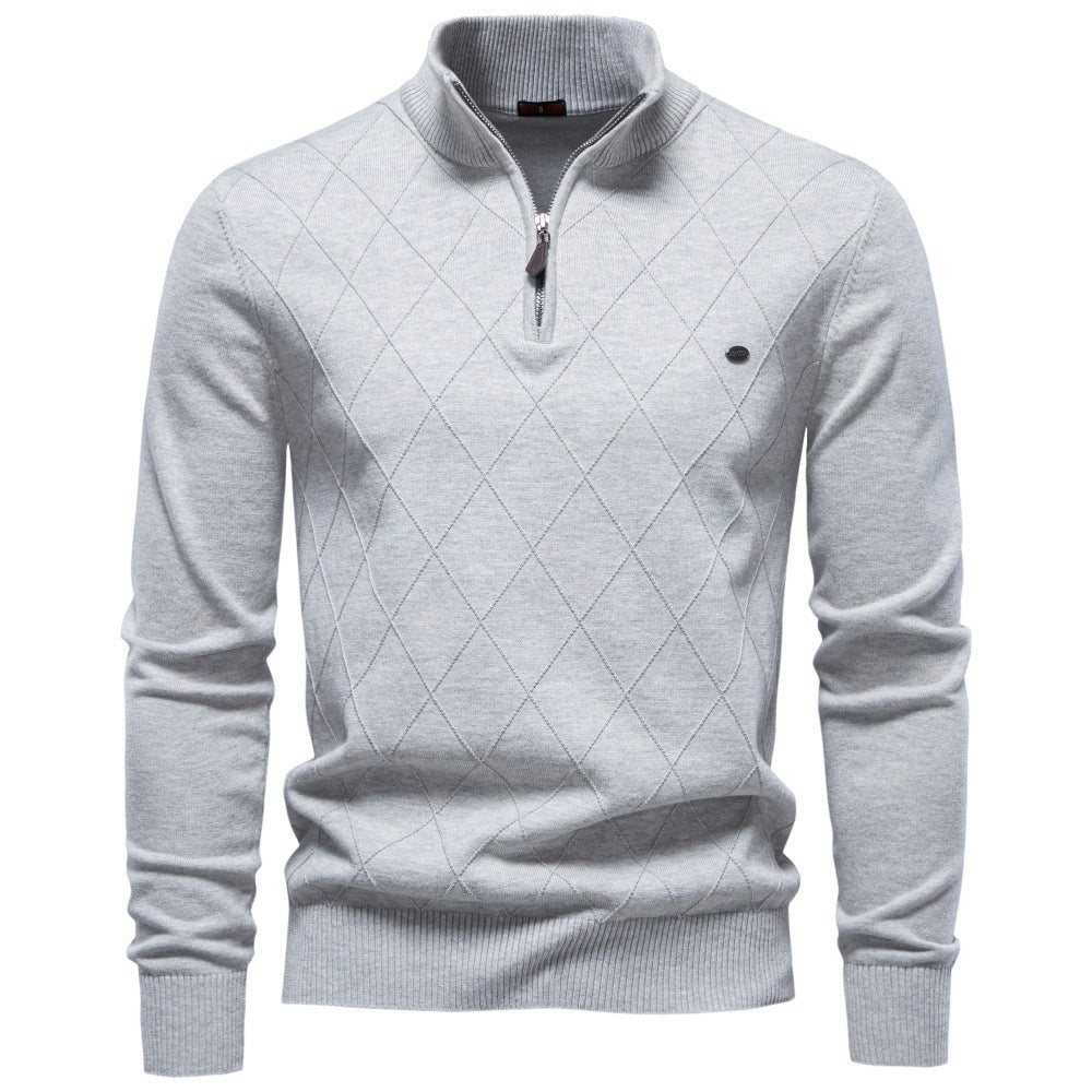 Men's Diamond Knit Quarter Zip Sweater-thumbmail-8