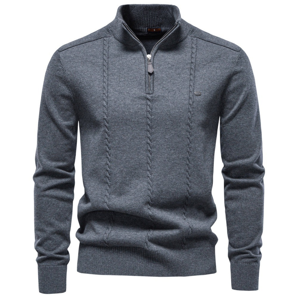 Men's Cotton Cable Knit Quarter Zip Sweater-thumbmail-9
