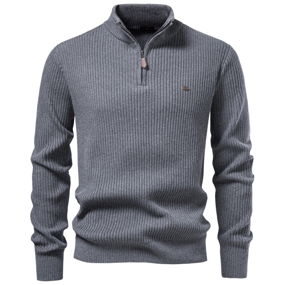Men's Ribbed Knit Quarter Zip Sweater-thumbmail-9