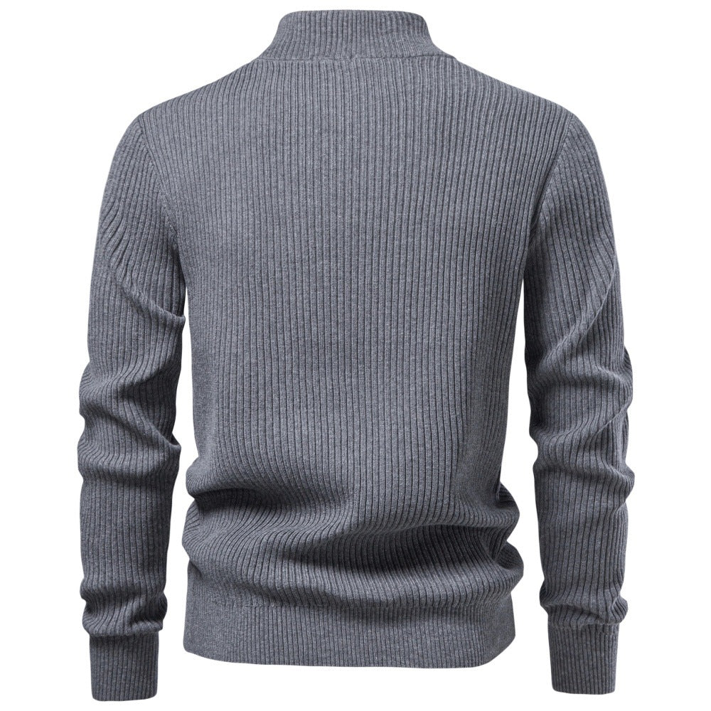 Men's Ribbed Knit Quarter Zip Sweater-thumbmail-10