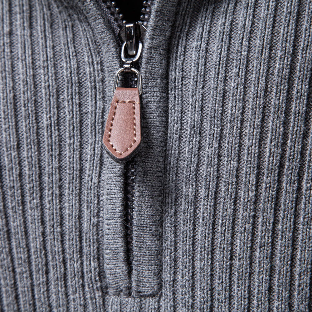 Men's Ribbed Knit Quarter Zip Sweater-thumbmail-11