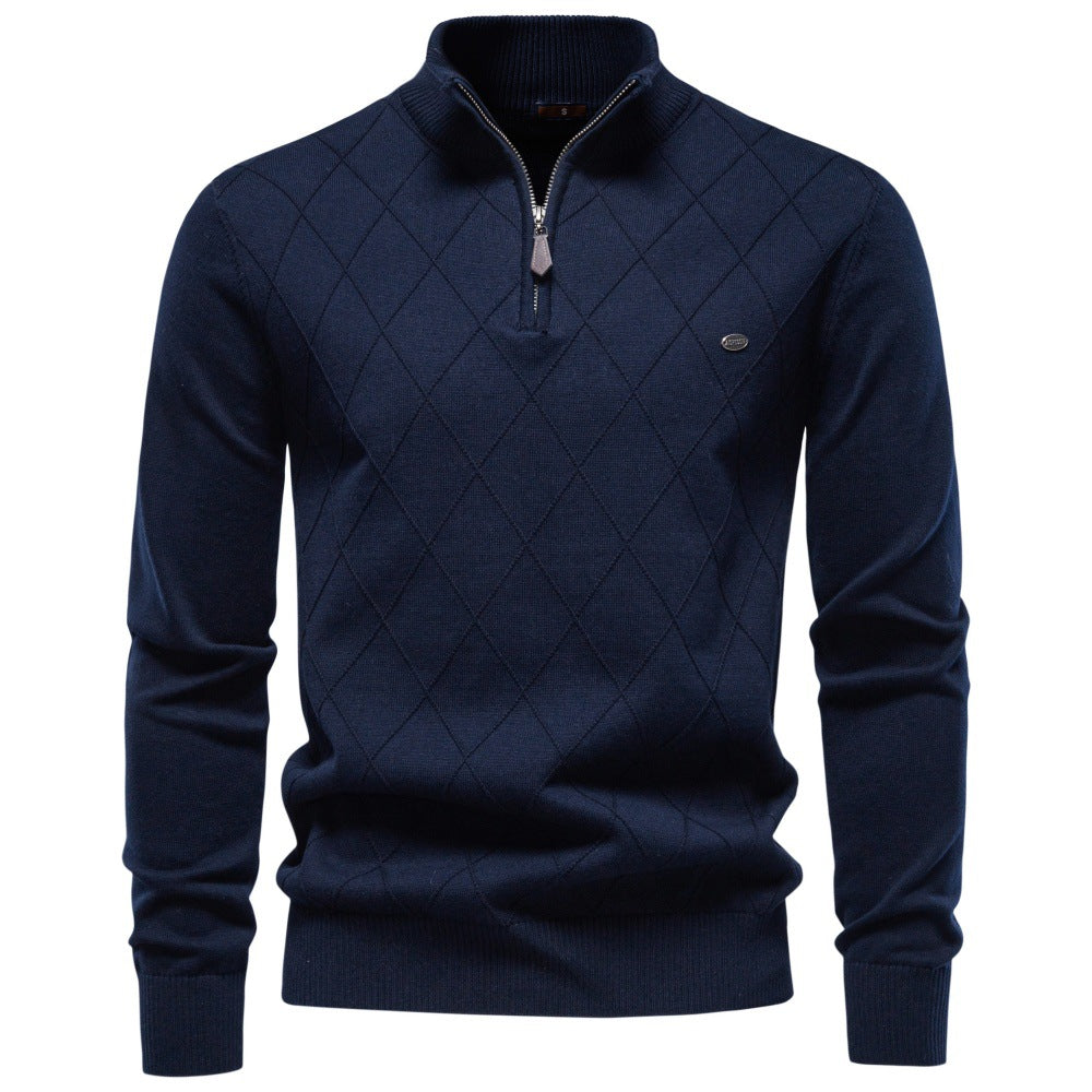 Men's Diamond Knit Quarter Zip Sweater-thumbmail-12