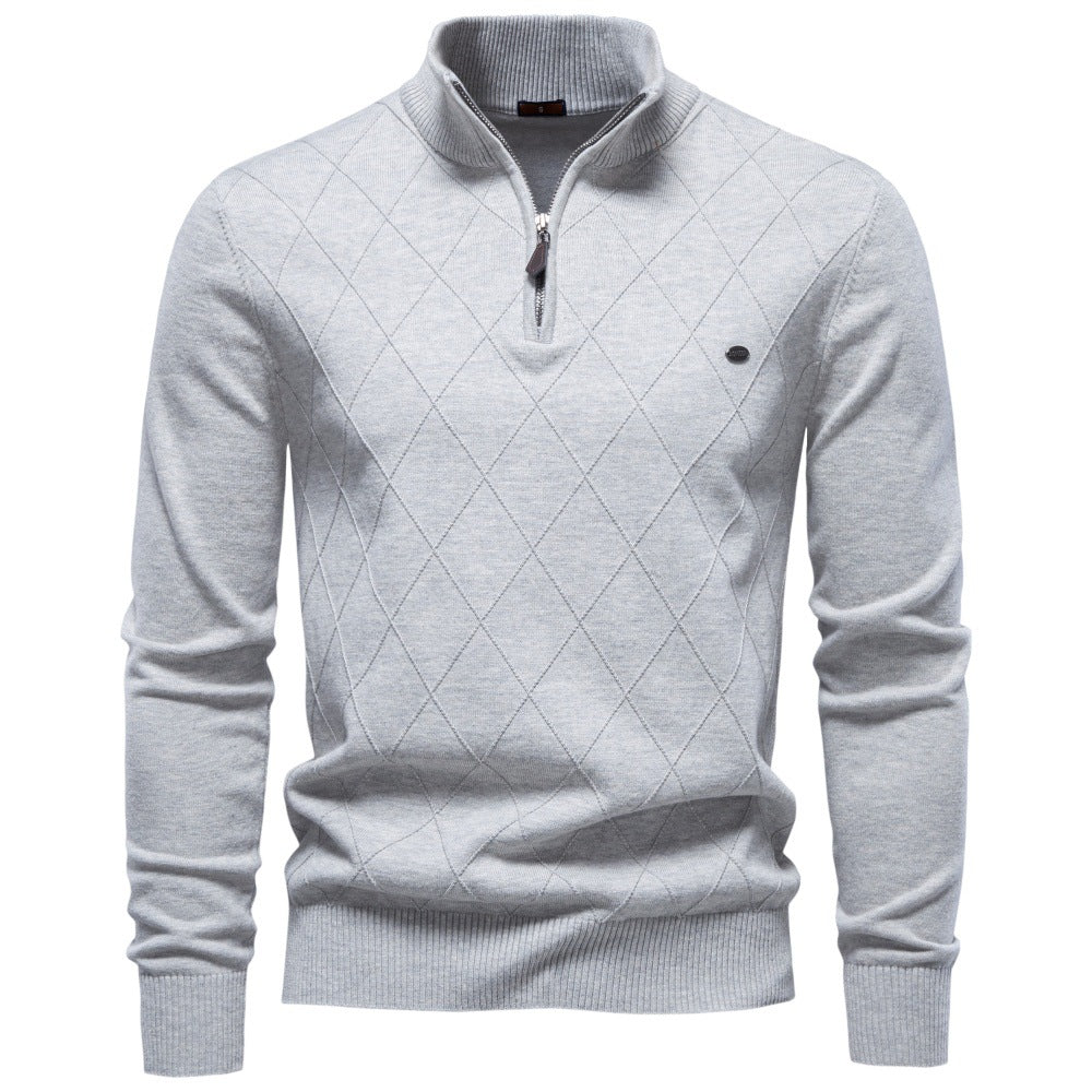 Men's Diamond Knit Quarter Zip Sweater-thumbmail-13